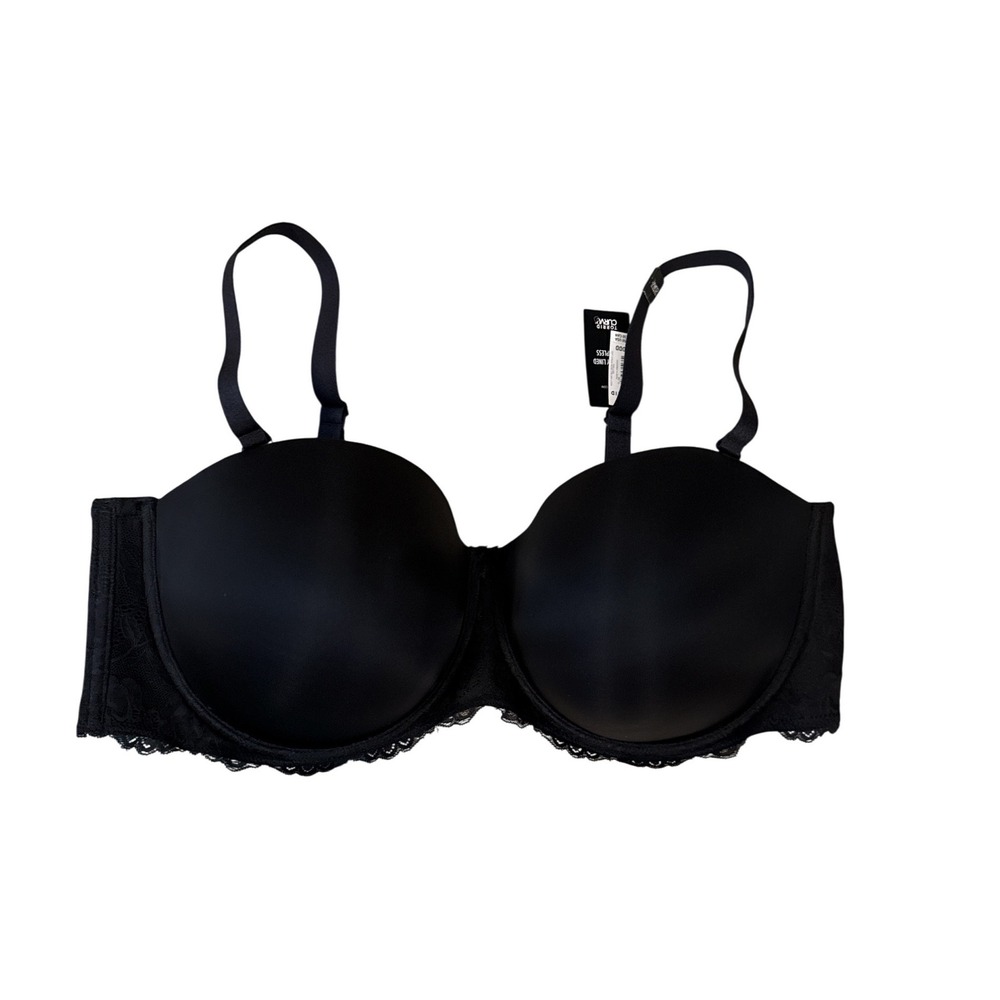 Torrid Strapless Bra Women 48DDD‎ Black Lightly Lined Lace Multi-Way Microfiber